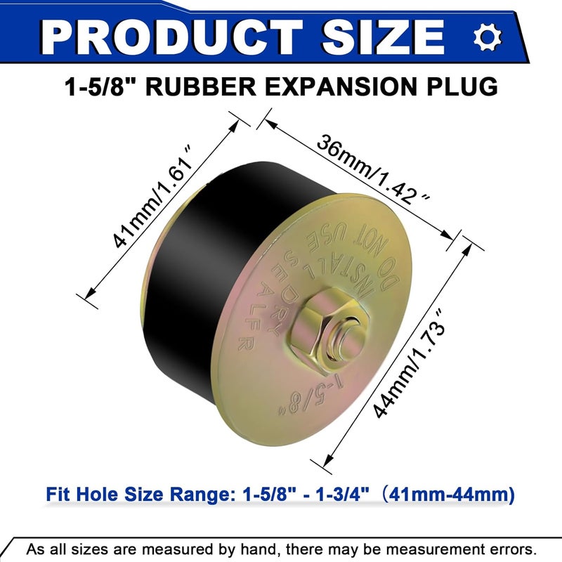 Daptemn 1-5/8" Rubber Expansion Freeze Plugs, 4PCS Automotive Engine Expandable Freeze Rubber Plugs Fit Hole: 1-5/8" to 1-3/4”(41mm - 44mm) - Image 2